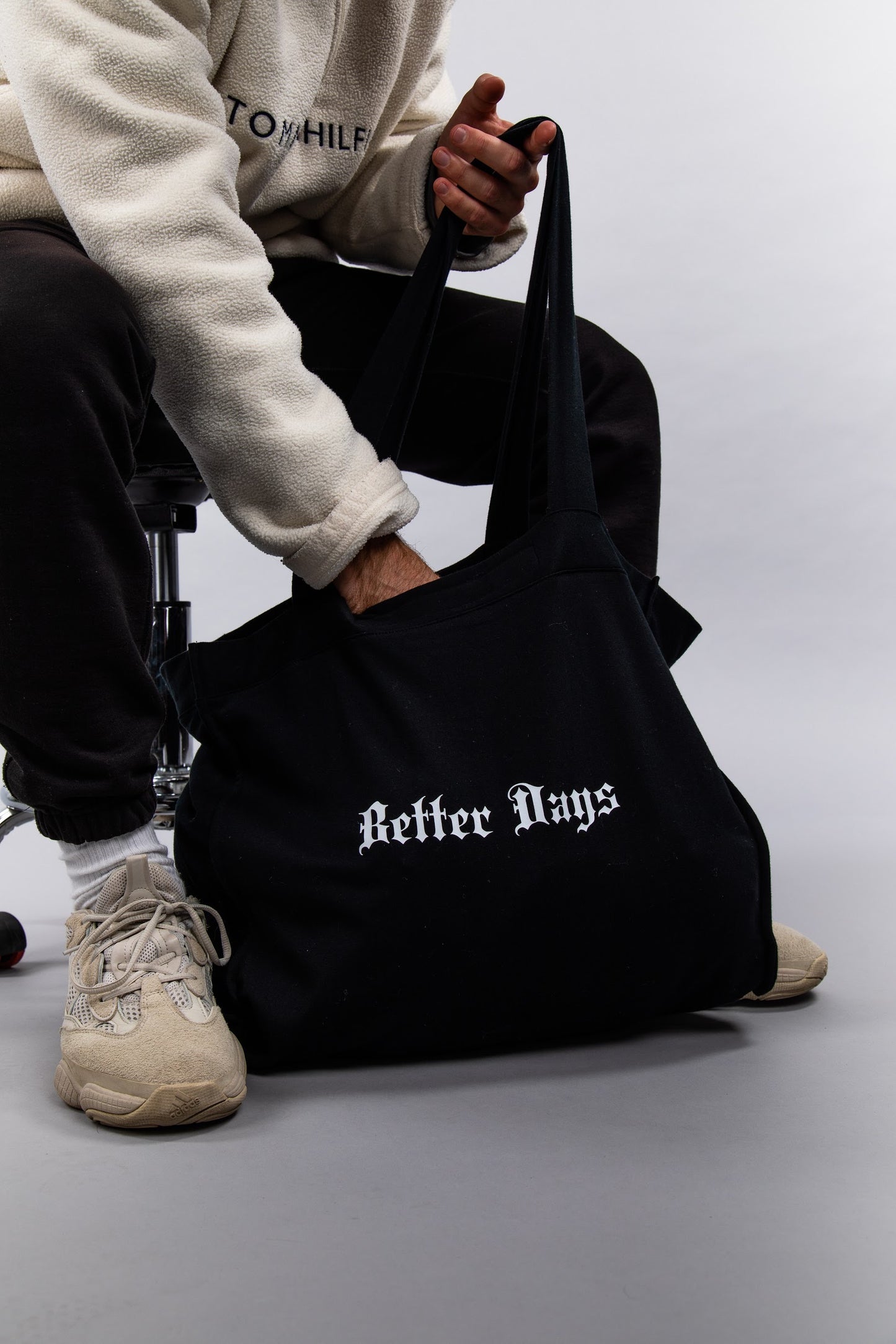 Better Days Black felt Tote bag.