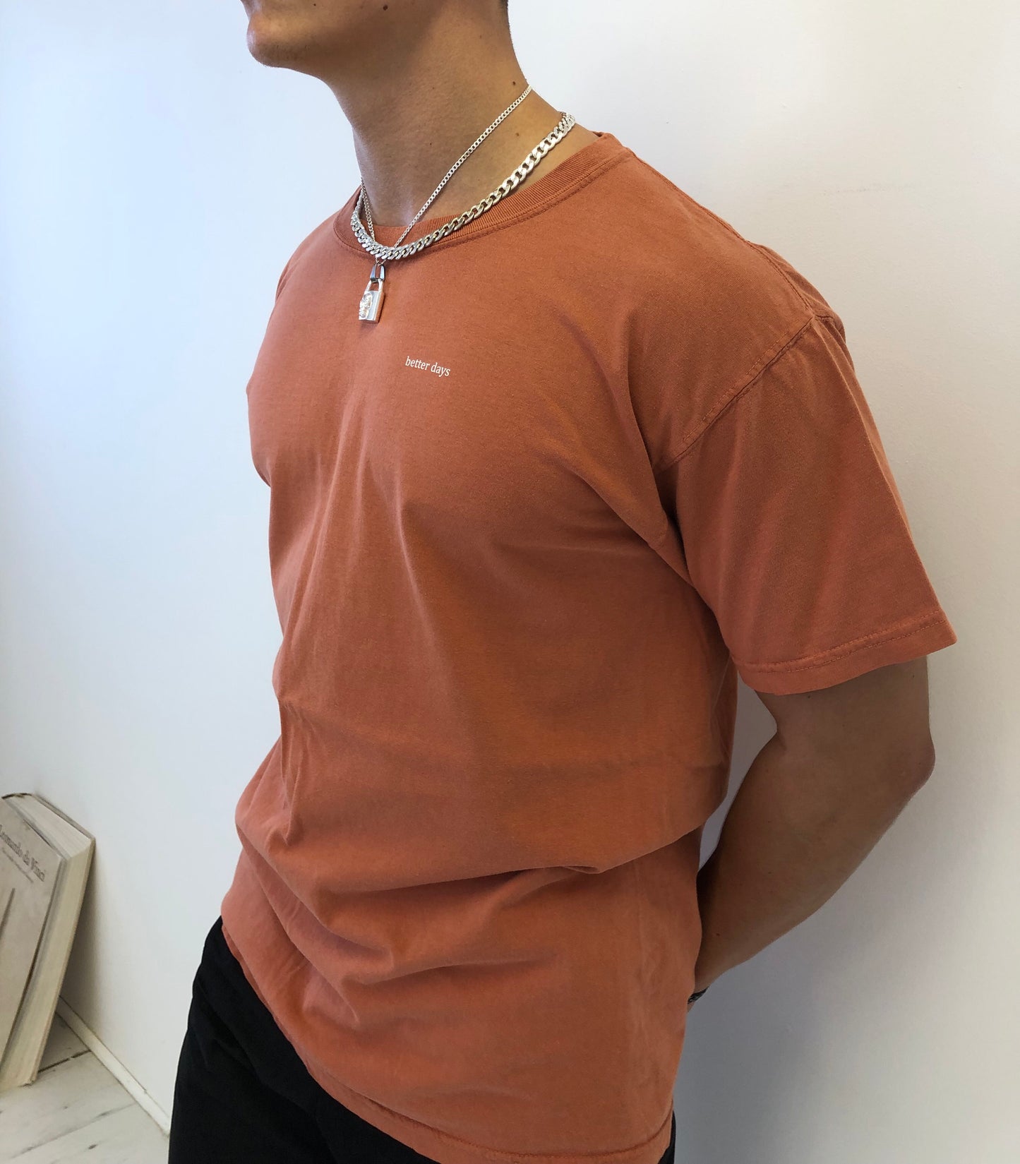 Better Days oversized washed orange T shirt