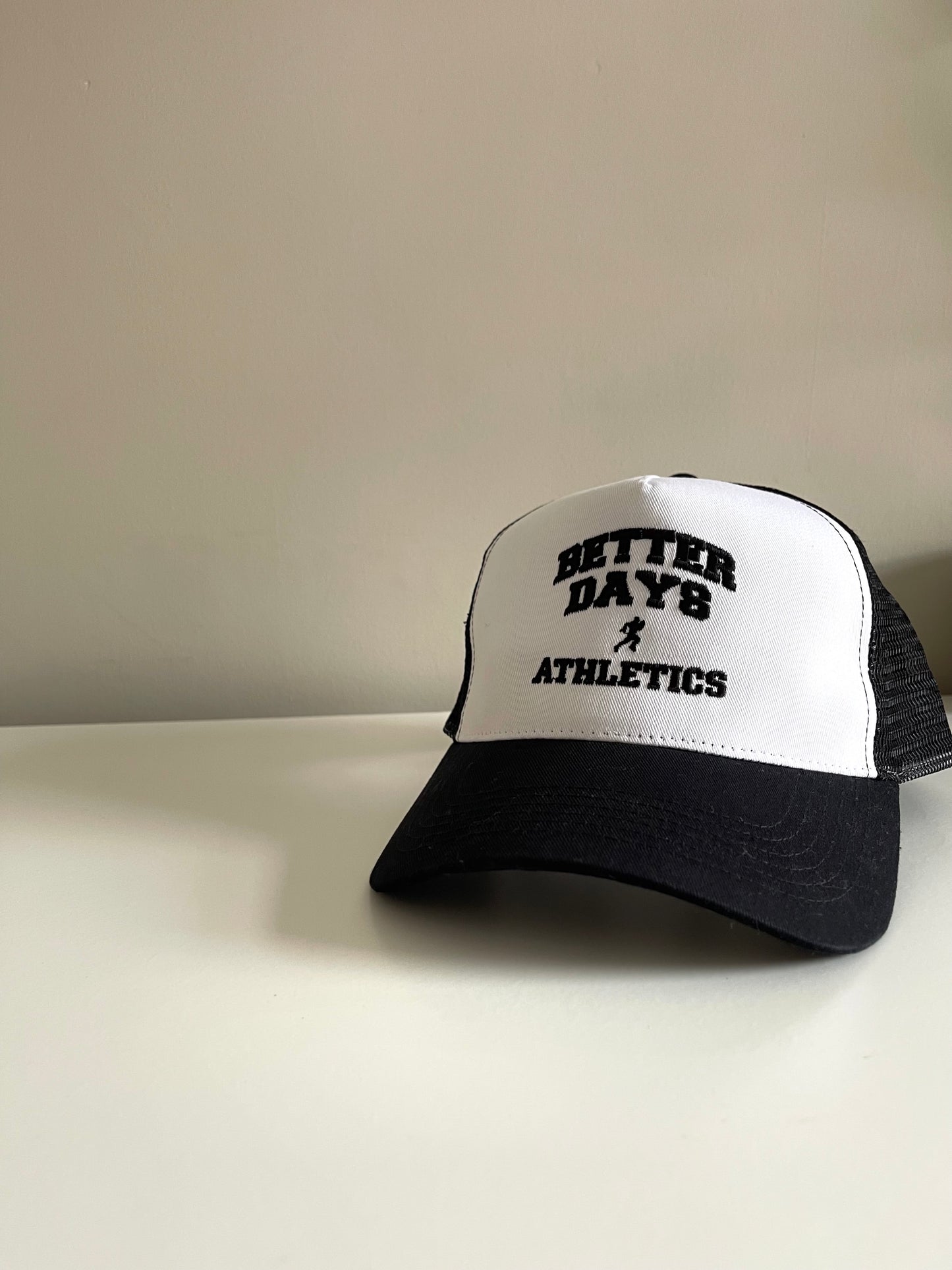 White/Black BD Athletics trucker cap