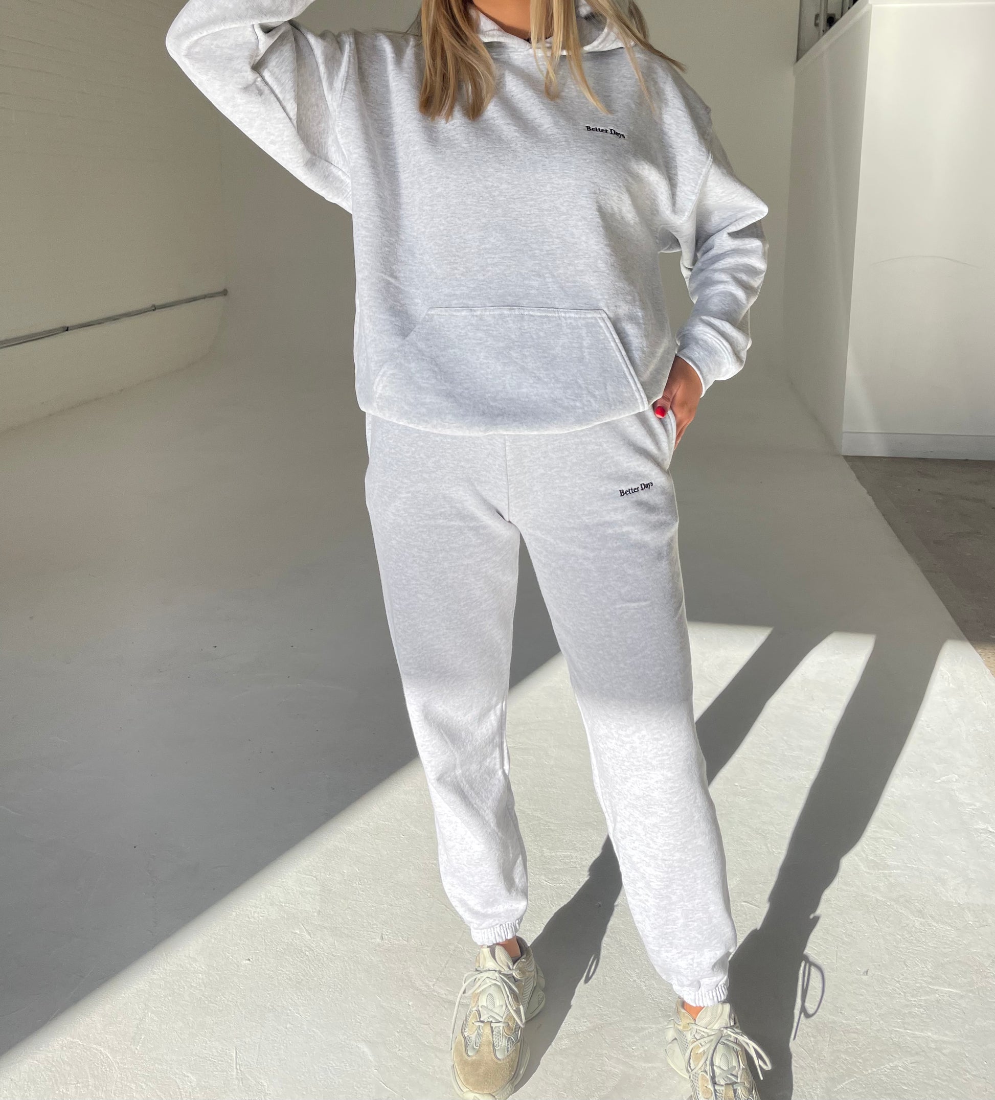 Ash grey hoodie and sweatpants set. Better Days